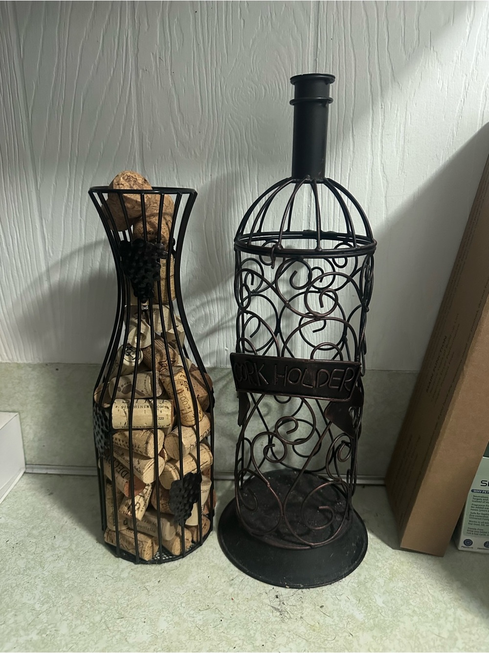 Decorative Metal Wine Cork Holders - Black/Bronze